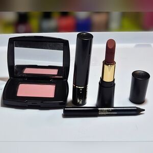 Lancome 4 Piece Travel Bundle; Blush, Mascara, Lipstick and Eyeliner